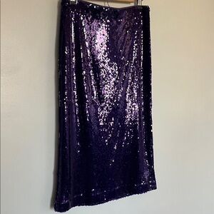 Ann Taylor Purple Sequin Pencil Skirt